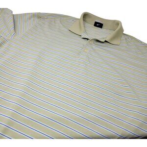 Nike Golf Polo Shirt Men's Size XL Short Sleeve Lime Green with Blue White Strip